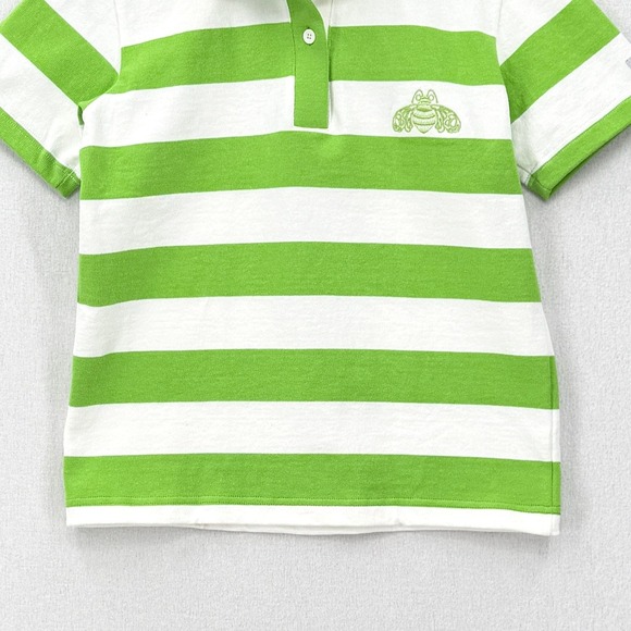 BARBARIAN RUGBY WEAR Womens Polo Shirt Medium Green White Stripe Patron Bee NEW - Picture 12 of 14